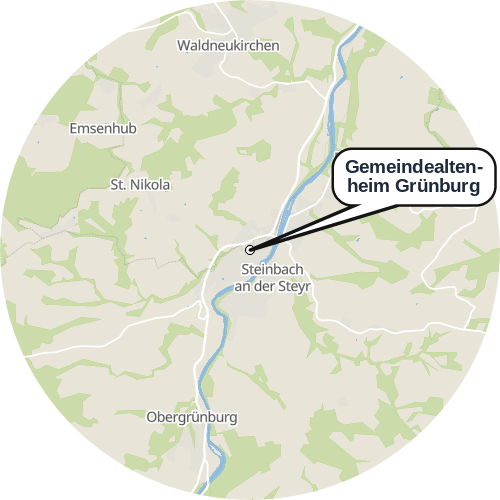 Kartenausschnitt für die Firma Gemeindealtenheim Grünburg