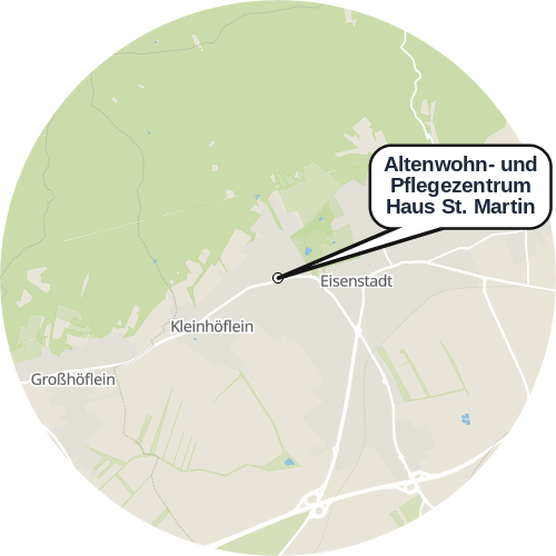 Kartenausschnitt für die Firma Altenwohn- und Pflegezentrum Haus St. Martin