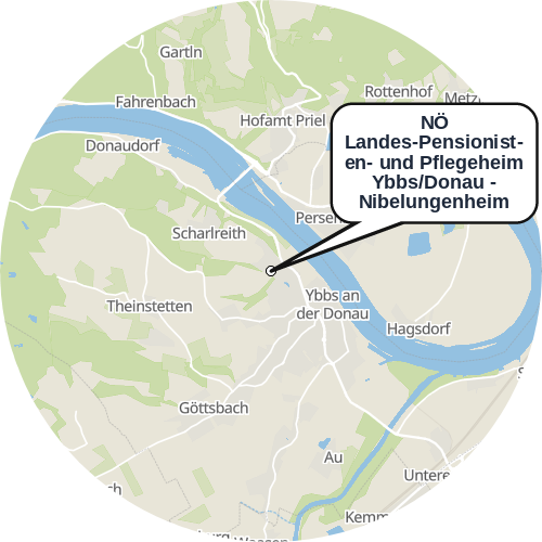 Kartenausschnitt für die Firma NÖ Landes-Pensionisten- und Pflegeheim Ybbs/Donau - Nibelungenheim