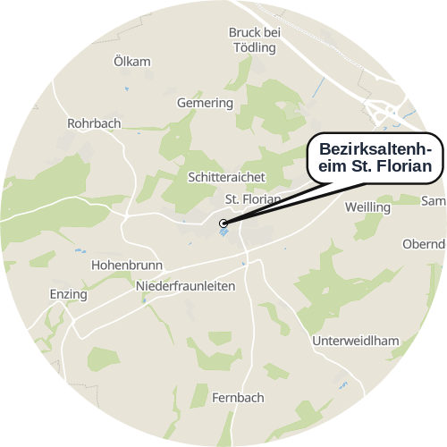 Kartenausschnitt für die Firma Bezirksaltenheim St. Florian