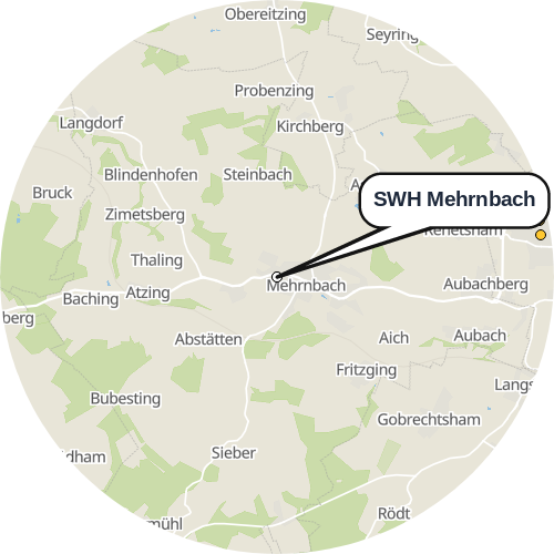 Kartenausschnitt für die Firma SWH Mehrnbach