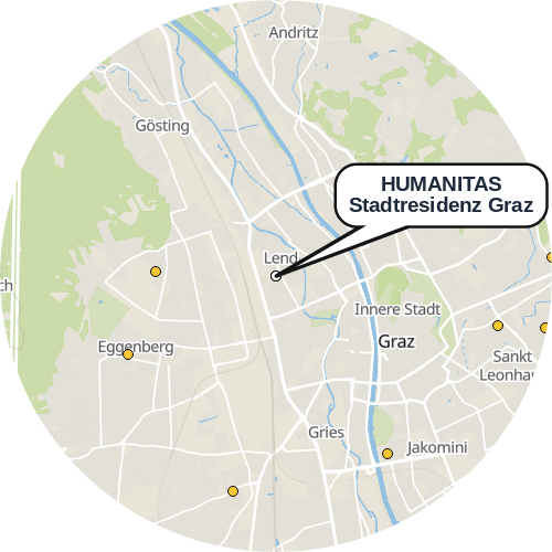 Kartenausschnitt für die Firma HUMANITAS Stadtresidenz Graz