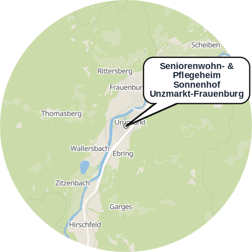 Kartenausschnitt für die Firma Seniorenwohn- & Pflegeheim Sonnenhof Unzmarkt-Frauenburg