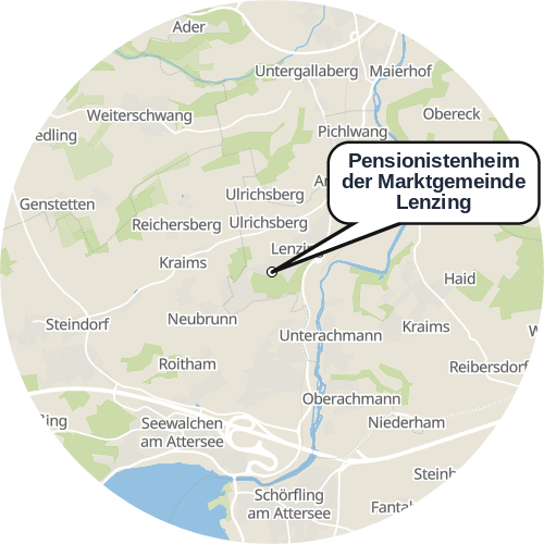 Kartenausschnitt für die Firma Pensionistenheim der Marktgemeinde Lenzing