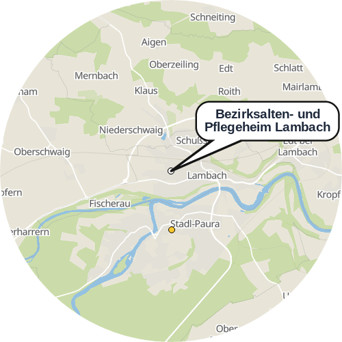 Kartenausschnitt für die Firma Bezirksalten- und Pflegeheim Lambach