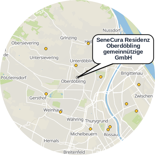 Kartenausschnitt für die Firma SeneCura Residenz Oberdöbling gemeinnützige GmbH
