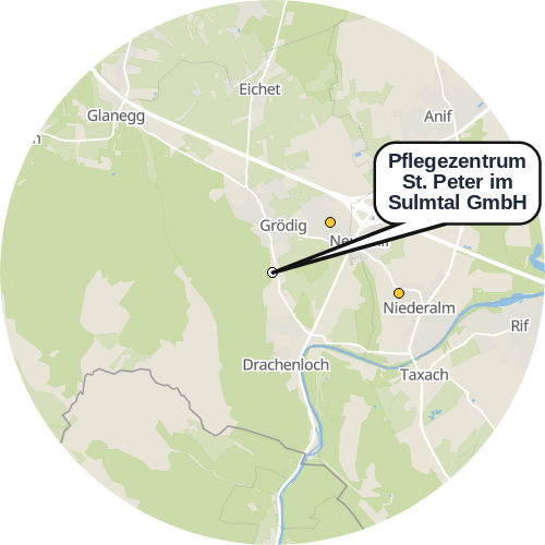 Kartenausschnitt für die Firma Pflegezentrum St. Peter im Sulmtal GmbH