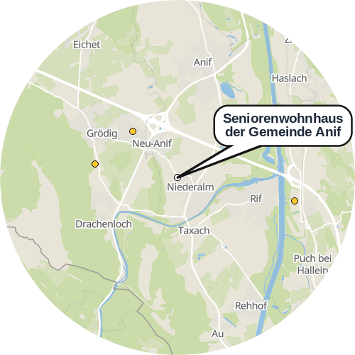 Kartenausschnitt für die Firma Seniorenwohnhaus der Gemeinde Anif