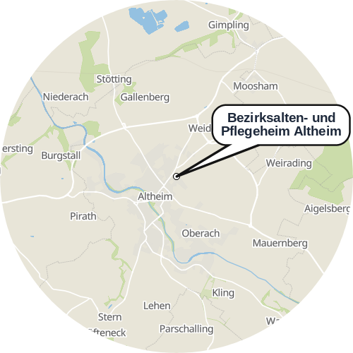Kartenausschnitt für die Firma Bezirksalten- und Pflegeheim Altheim