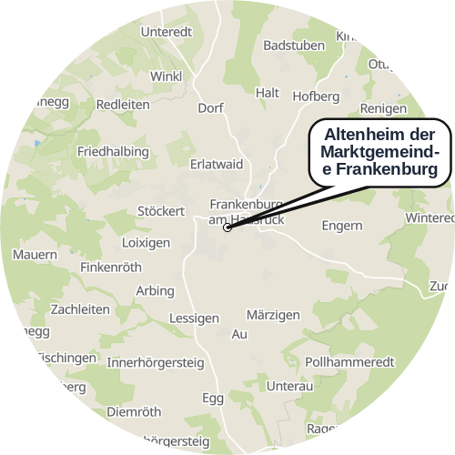 Kartenausschnitt für die Firma Altenheim der Marktgemeinde Frankenburg