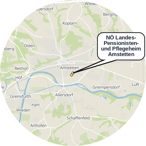 Kartenausschnitt für die Firma NÖ Landes- Pensionisten- und Pflegeheim Amstetten