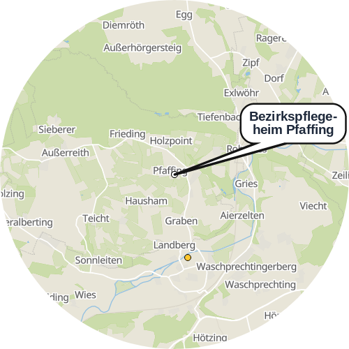 Kartenausschnitt für die Firma Bezirkspflegeheim Pfaffing