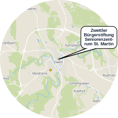 Kartenausschnitt für die Firma Zwettler Bürgerstiftung Seniorenzentrum St. Martin