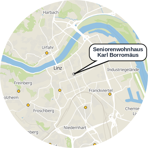 Kartenausschnitt für die Firma Seniorenwohnhaus Karl Borromäus