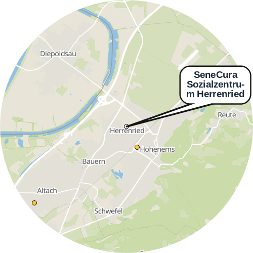 Kartenausschnitt für die Firma SeneCura Sozialzentrum Herrenried