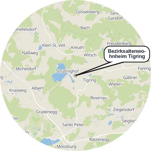 Kartenausschnitt für die Firma Bezirksaltenwohnheim Tigring