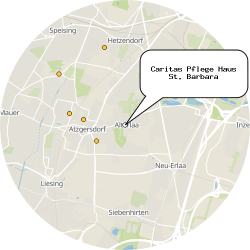 Kartenausschnitt für die Firma Caritas Pflege Haus St. Barbara