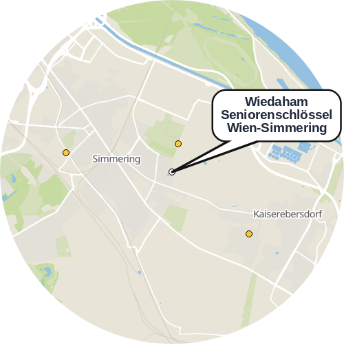 Kartenausschnitt für die Firma Wiedaham Seniorenschlössel Wien-Simmering