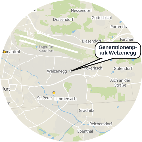 Kartenausschnitt für die Firma Generationenpark Welzenegg