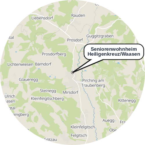 Kartenausschnitt für die Firma Seniorenwohnheim Heiligenkreuz/Waasen