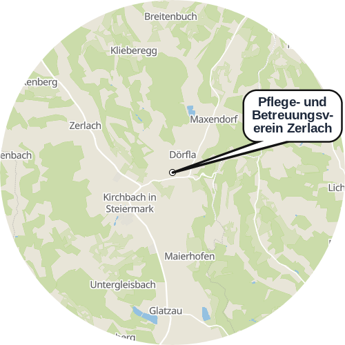Kartenausschnitt für die Firma Pflege- und Betreuungsverein Zerlach
