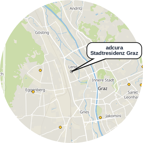 Kartenausschnitt für die Firma adcura Stadtresidenz Graz