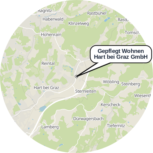 Kartenausschnitt für die Firma Gepflegt Wohnen Hart bei Graz GmbH