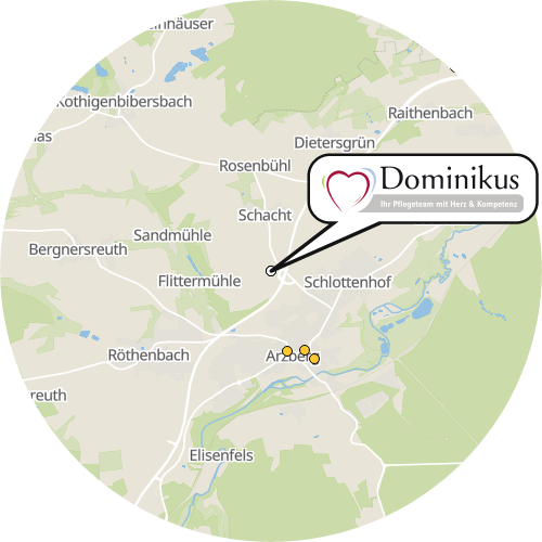 Kartenausschnitt für die Firma Ambulanter Pflegedienst Dominikus GmbH und Dominikus Pflege & Service GmbH