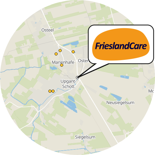 Kartenausschnitt für die Firma FrieslandCare Ambulant Marienhafe