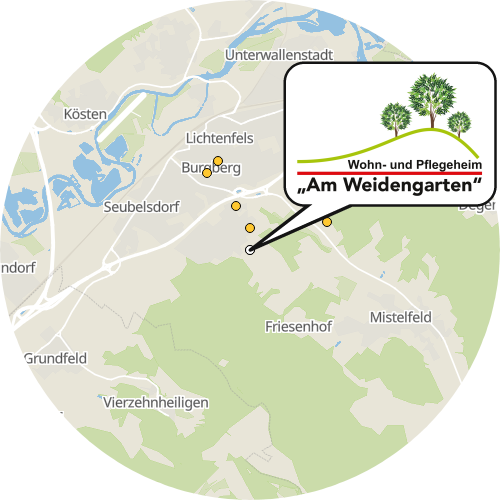 Kartenausschnitt für die Firma BRK-Wohn- und Pflegeheim "Am Weidengarten"