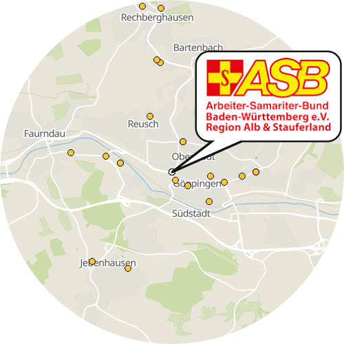 Kartenausschnitt für die Firma ASB Sozialstation Göppingen