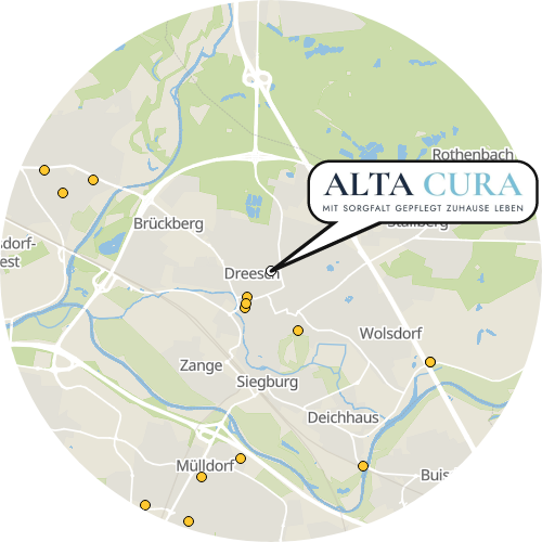 Kartenausschnitt für die Firma ALTA CURA Pflegedienst GmbH