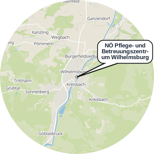 Kartenausschnitt für die Firma NÖ Pflege- und Betreuungszentrum Wilhelmsburg