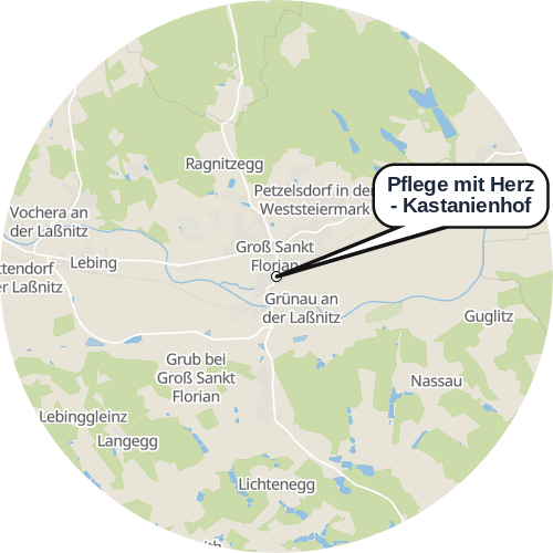 Kartenausschnitt für die Firma Pflege mit Herz - Kastanienhof