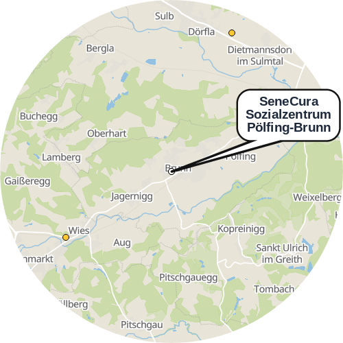 Kartenausschnitt für die Firma SeneCura Sozialzentrum Pölfing-Brunn