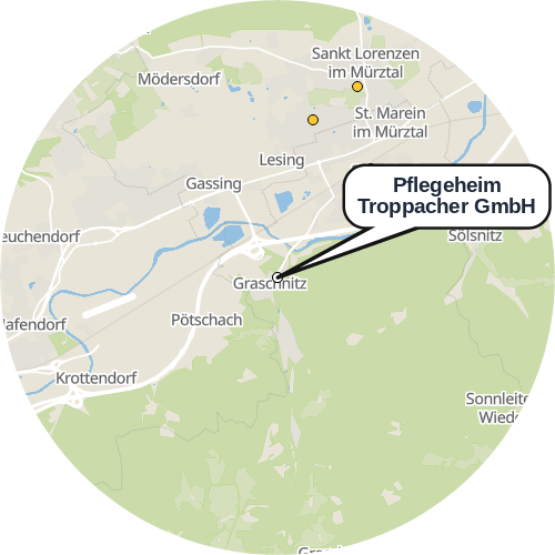 Kartenausschnitt für die Firma Pflegeheim Troppacher GmbH